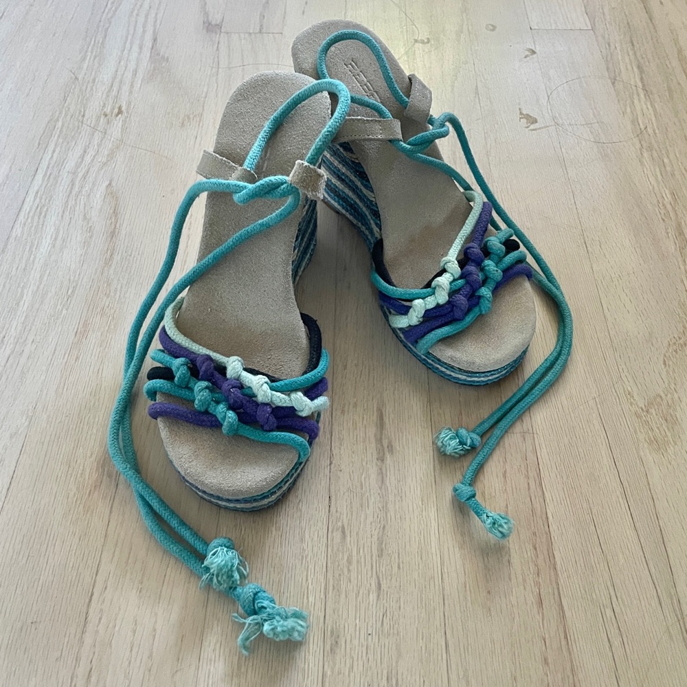 STRAPPY CORD WEDGE ESPADRILLES PLATFORM SANDALS